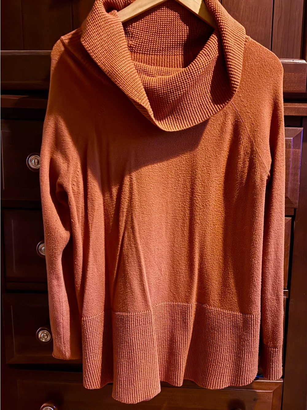 Cyrus Rust Orange Cowl Neck Sweater